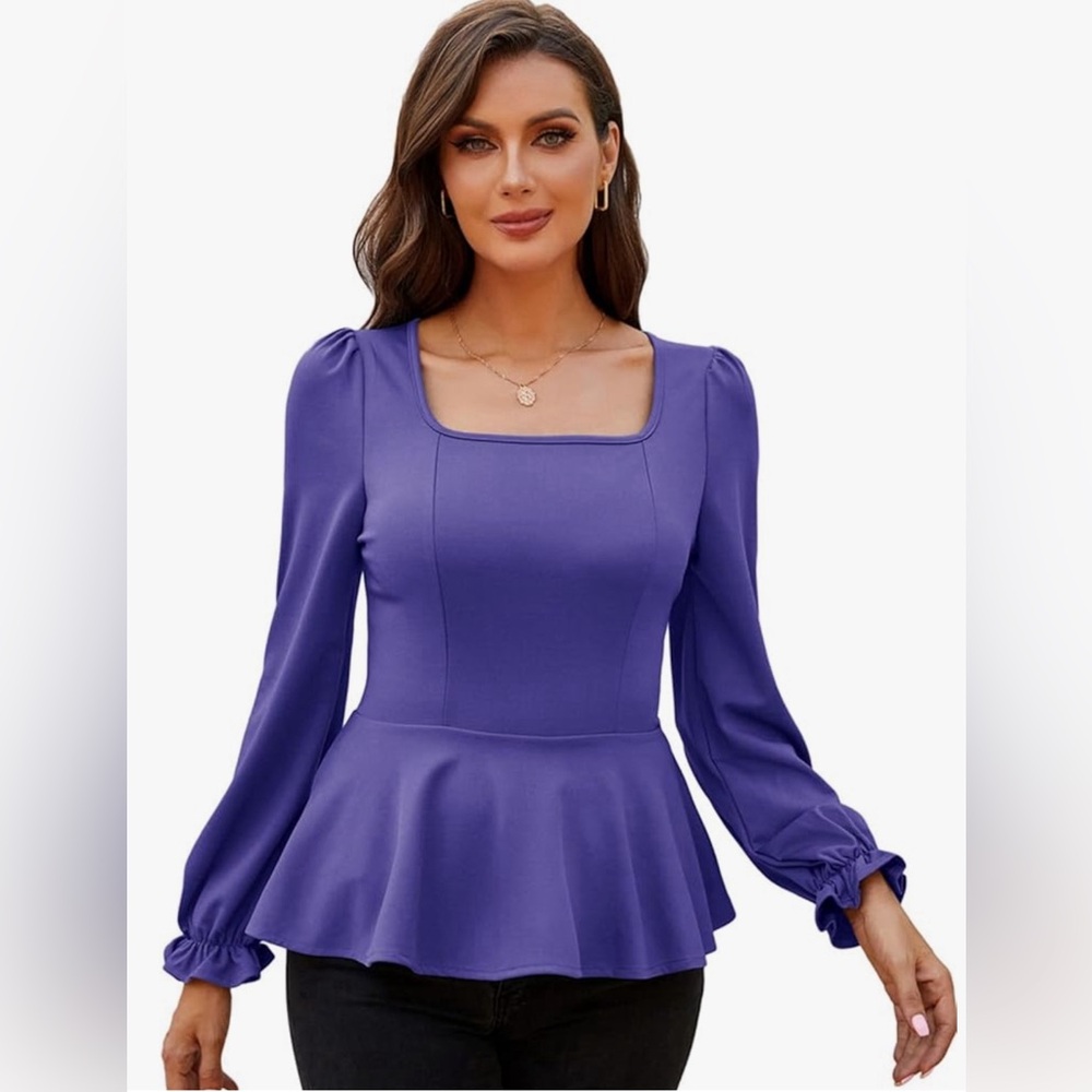 Peplum Square-neck Blouse